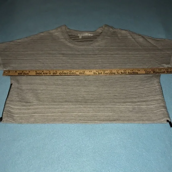 DEREK LAM 10 CROSBY gray short sleeve crop zipper sides heavyweight NEW size M - Picture 6 of 9